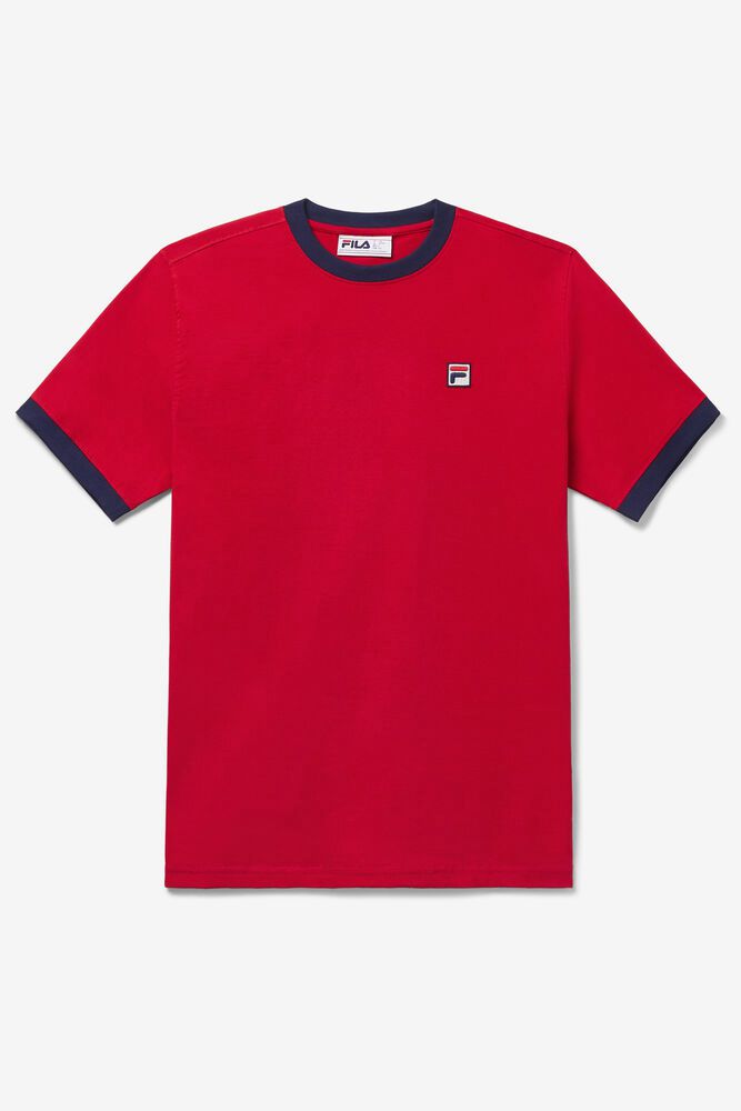 Fila T-Shirt Mens Red Marconi Ringer - Ireland 65830-XMCH